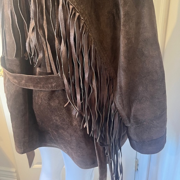 Vintage Brown real Suede Fringe western Jacket - Picture 11 of 15